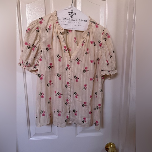 Sezane Floral Cream Blouse - Picture 3 of 6